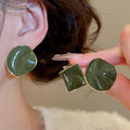 14K Gold Plated Copper Oval Geometric Wrinkle Enamel Stud Earrings With Silver Posts view 2