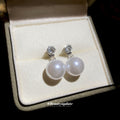 Modern Minimalist Zircon Faux Pearl Geometric Round Stud Earrings With Silver Pins view 2