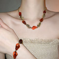 Acrylic Irregular Beaded Necklace And Bracelet Jewelry Set For Women Retro Light Luxury Style view 2