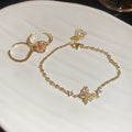 18K Gold Plated Zircon Butterfly Round Ring For Women view 3
