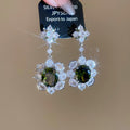 Light Luxury Copper Zircon Flower Oval Stud Earrings With Silver Pins Court Style Jewelry view 4