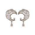 Light Luxury Geometric Moon Zircon Faux Pearl Drop Earrings With Silver Pins view 5