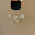 Copper Zircon Snowflake C Shape Stud Earrings Korean Light Luxury Geometric Jewelry view 4