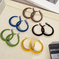 Vintage Flocked Alloy Silver Needle Large Oval Hoop Drop Earrings For Women Autumn Winter Statement Earrings view 2