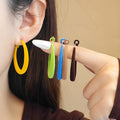Vintage Flocked Alloy Silver Needle Large Oval Hoop Drop Earrings For Women Autumn Winter Statement Earrings view 1