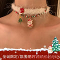 Light Luxury Christmas Plush Snowflake Zircon Faux Pearl Geometric Pendant Necklace view 3