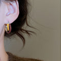 Vintage Maillard Style Alloy Cross Round Enamel Earrings For Women view 4