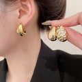 Minimalist Iron Round Twist Stud Earrings Jewelry Set With Silver Tone Pin Geometric Light Luxury Design view 4