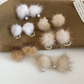 Plush Pom Pom Pearl Stud Earrings For Women, Vintage Round Geometric OL Fashion Jewelry view 1