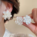 Korean Style Floral Faux Pearl Stud Earrings Jewelry Set For Women Elegant OL Light Luxury Ear Accessories view 4