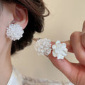 Korean Style Floral Faux Pearl Stud Earrings Jewelry Set For Women Elegant OL Light Luxury Ear Accessories view 2