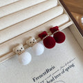 Silver Needle Rhinestone Flocked Bear Stud Earrings Cute Cartoon Sweet Light Luxury Jewelry For Women view 4