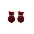 Silver Needle Rhinestone Flocked Bear Stud Earrings Cute Cartoon Sweet Light Luxury Jewelry For Women view 5
