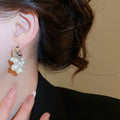 Chic Faux Pearl Beaded Tassel C-Shaped Geometric Drop Earrings For Women view 3