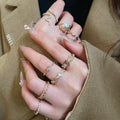 Alloy Heart Geometric Rhinestone Open Ring Jewelry Set For Women Light Luxury Style view 2