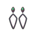 Copper Zircon Rhombus Hollow Pendant Drop Earrings Light Luxury Geometric Statement Style view 5