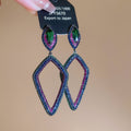 Copper Zircon Rhombus Hollow Pendant Drop Earrings Light Luxury Geometric Statement Style view 2
