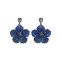 Copper Zircon Flower Pendant Drop Earrings With Silver Pin Light Luxury Women's Jewelry view 5
