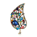 Alloy Crystal Glass Rhinestone Leaf Brooch Pin For Coats And Suits view 1