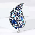 Alloy Crystal Glass Rhinestone Leaf Brooch Pin For Coats And Suits view 2