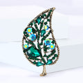 Alloy Crystal Glass Rhinestone Leaf Brooch Pin For Coats And Suits view 3