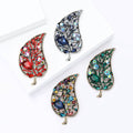 Alloy Crystal Glass Rhinestone Leaf Brooch Pin For Coats And Suits view 4
