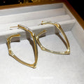 Alloy Rhinestone Bamboo Segment Curved Hoop Earrings For Women Luxury Geometric Statement Style view 4