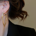 Alloy Rhinestone Bamboo Segment Curved Hoop Earrings For Women Luxury Geometric Statement Style view 3