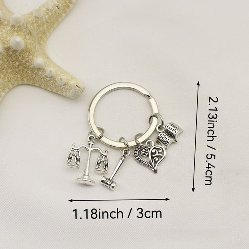 Metal Justice Scales Gavel Keychain Gift