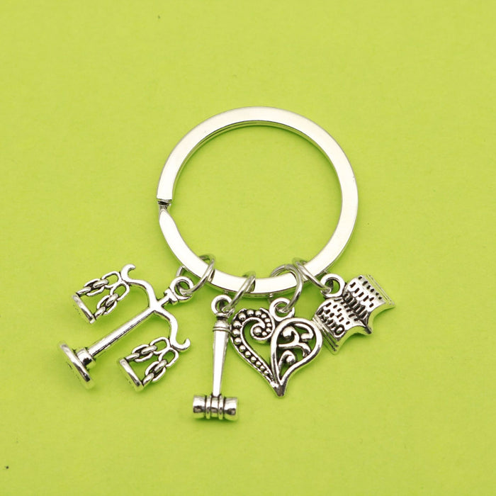 Metal Justice Scales Gavel Keychain Gift