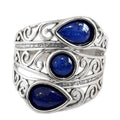 Metal Hollow Teardrop Faux Jade Ring With Auspicious Cloud Texture Vintage Ethnic New Chinese Jewelry view 2