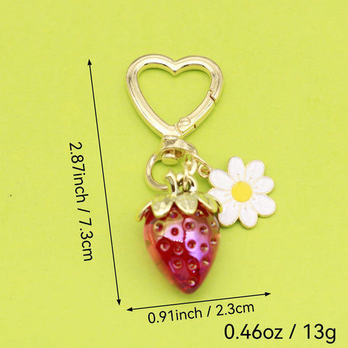 Metal Sunflower Strawberry Heart Keychain Bag Charm