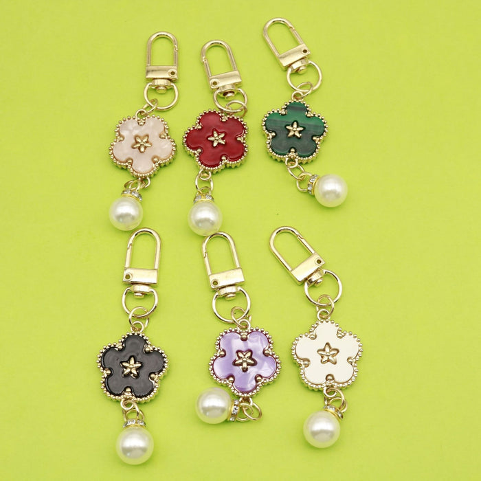 Zinc Alloy Colorful Flower Smiley Keychain DIY Bag Charm
