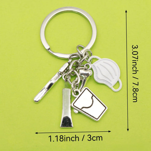 Zinc Alloy Dental Toothbrush Toothpaste Tooth Keychain Backpack Charm Gift
