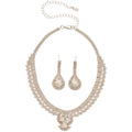 Light Luxury Vintage Copper Teardrop Rhinestone Sweater Chain Necklace Earrings Jewelry Set view 5