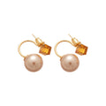 18K Gold Plated Silver Pin Faux Pearl Rhinestone Round Two Way Stud Earrings Vintage Luxury view 5
