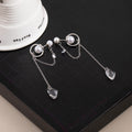 Luxury Pearl Hoop Chain Tassel Drop Earrings With Zircon Crystal Pendant For Women Elegant Long Earrings view 3