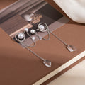 Luxury Pearl Hoop Chain Tassel Drop Earrings With Zircon Crystal Pendant For Women Elegant Long Earrings view 2