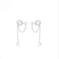Luxury Pearl Hoop Chain Tassel Drop Earrings With Zircon Crystal Pendant For Women Elegant Long Earrings view 5
