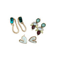 Light Luxury Vintage Heart Resin Zircon Stud Earrings Jewelry Set With Silver Pins view 5