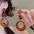 Maillard Style Resin Fur Ball Round Hollow Geometric Stud Earrings For Women view 3