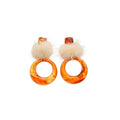 Maillard Style Resin Fur Ball Round Hollow Geometric Stud Earrings For Women view 5
