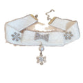 Light Luxury Velvet Rhinestone Snowflake Faux Pearl Choker Necklace For Women view 5