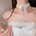 Light Luxury Velvet Rhinestone Snowflake Faux Pearl Choker Necklace For Women view 4