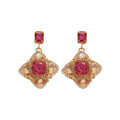French Vintage Floral Rhinestone Faux Pearl Stud Earrings Light Luxury Silver Needle Jewelry view 5