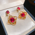 French Vintage Floral Rhinestone Faux Pearl Stud Earrings Light Luxury Silver Needle Jewelry view 4