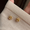 Light Luxury Faux Pearl Stud Earrings With Rhinestone Flower Cluster Round Geometric Vintage Style view 1