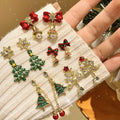 Light Luxury Faux Pearl Rhinestone Christmas Tree Snowflake Stud Earrings With Silver Posts view 3