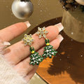 Light Luxury Faux Pearl Rhinestone Christmas Tree Snowflake Stud Earrings With Silver Posts view 4