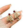 Light Luxury Faux Pearl Rhinestone Christmas Tree Snowflake Stud Earrings With Silver Posts view 5